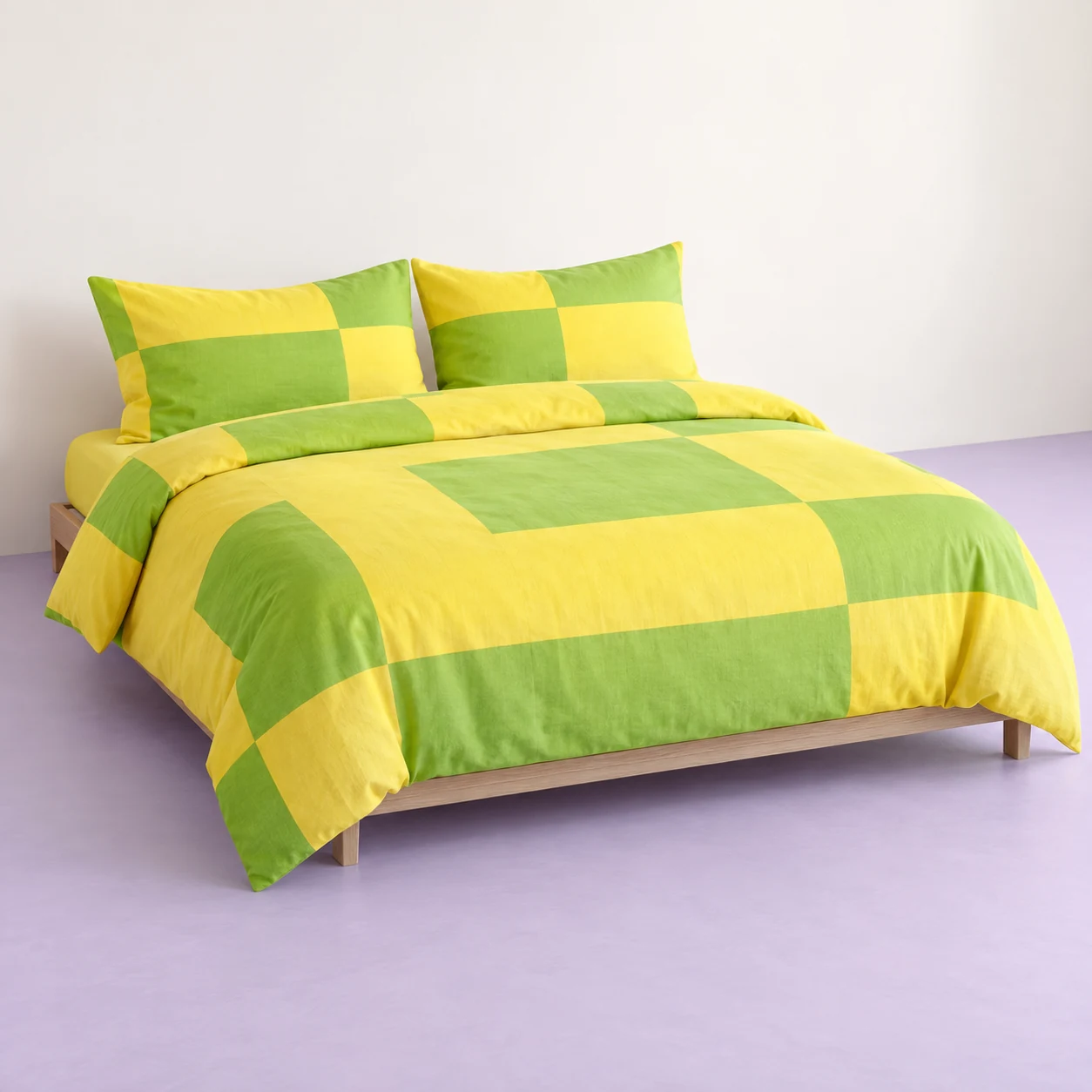 Citrus Club Duvet Set — Lemon-yellow and lime-green geometric blocks