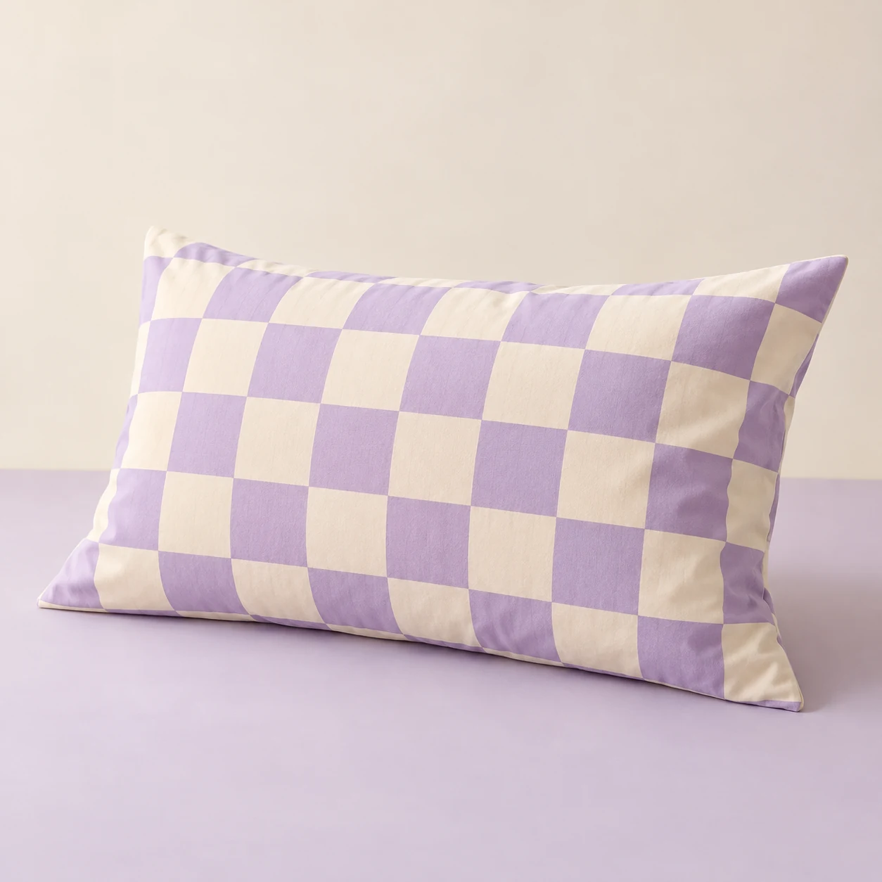Lilac Checker Pillowcase — Lilac and cream checkerboard