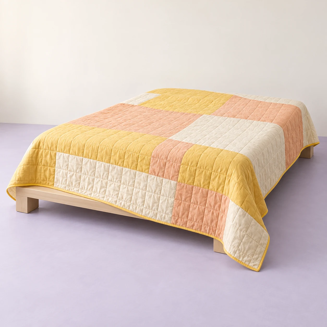 Sunshine Patch Quilt — Yellow, cream and peach patchwork